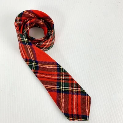 Corbata Hardy Amies Roja Lana Tartán Londres Nunca Arrugas Corbata Excelente Estado Foto 1 de 4