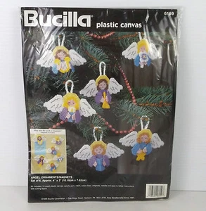 Bucilla Angel Christmas Ornaments Magnets Plastics Canvas Craft 6159 New Old Stk - Picture 1 of 2
