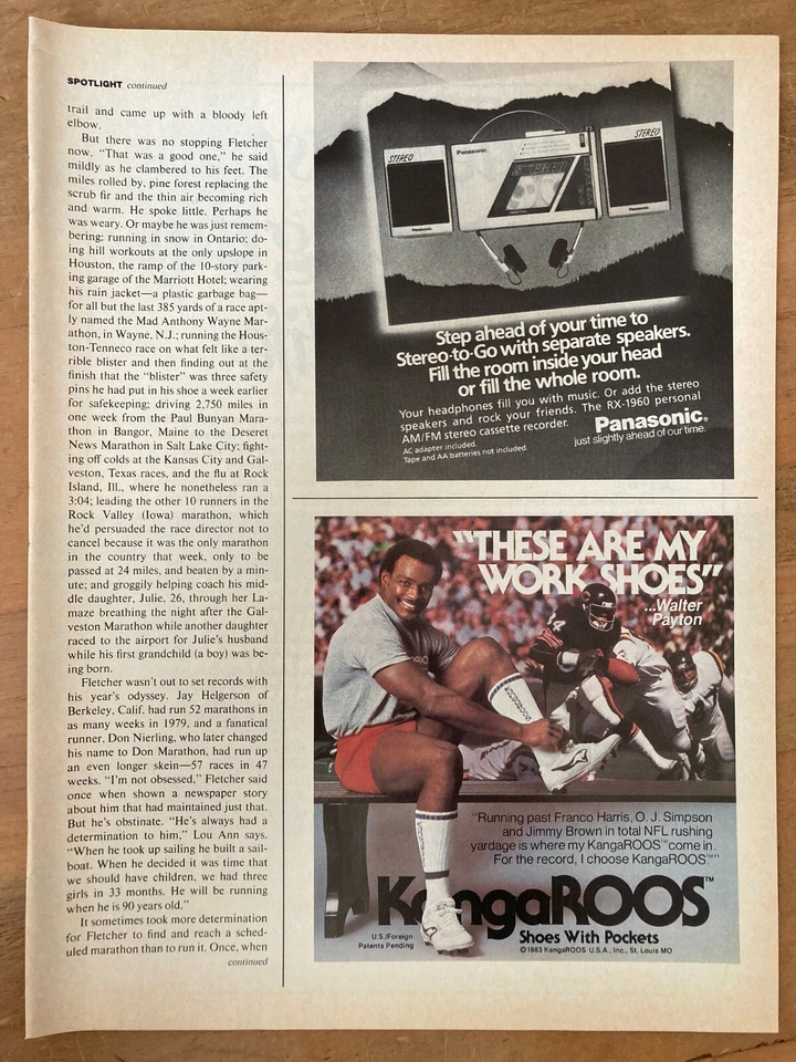 Walter Payton KangaROOS Zapatos Vintage Estampado Anuncio 1983 Foto 1 de 1