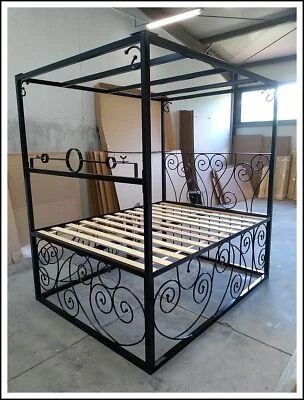 Himmelbett 180x200 mit Käfig 70 cm H, Pränger, und Haken +Rollrost, Loft! - Bild 1 von 4