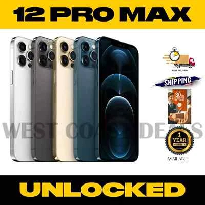 New Apple iPhone 12 Pro Max 128GB Fact Unlocked T-Mobile AT&T Verizon Smartphone