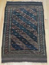 2'9" x 4'9" Antique Tribal Balouchh Hand Knotted Wool Green Amazing Rug