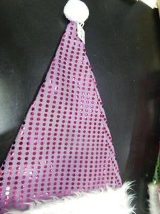 Nikolausmütze lila Pailletten Weihnachten Nikolausmütze Erwachsene lila Mütze Partyzubehör - Bild 1 von 2