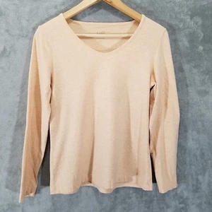 J Jill Shirt Damen Small Petite Orange Pfirsich Satin Naht Tee Stretch Freizeit - Bild 1 von 9