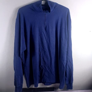 J Crew 100% Lambs Wool 1/2 Zip Sweater Men's Large XL Blue Pull - Picture 1 of 3