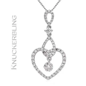 Colgante con corazón de diamantes de 0,50 quilates F VS en oro blanco de 18 quilates, con cadena de oro blanco de 18 quilates - Imagen 1 de 1