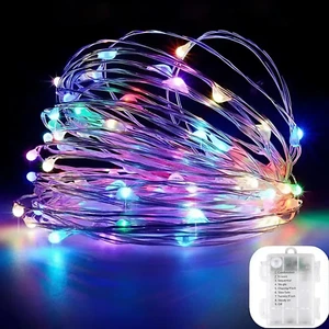 33Ft 100 LED Fairy Lights, Multicolor Outdoor String Lights Battery Operated wit - Picture 1 of 12