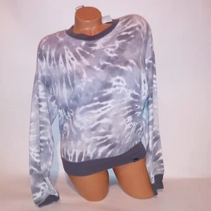 Victoria Secret PNIK Shirt XS Pullover Gray White Tie Dye Mesh Long Sleeve new - Picture 1 of 11