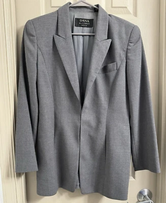 Blazer Traje Chaqueta Dana Buchman Para Mujer 8P Gris Cierre Gancho Sólido 100% Lana Foto 1 de 4