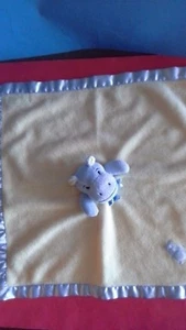 Blankets & Beyond Yellow HIPPO Satin Security Blanket Plush Stuffed Animal Lovey - Picture 1 of 5