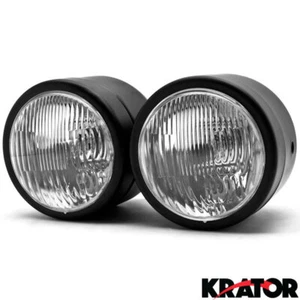 Frog Eye Double/Dual Twin Headlight Steel Headlamp High/Low Beam - Black Finish - Picture 1 of 6