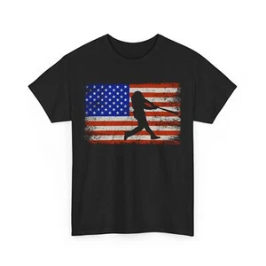 American Flag Baseball Player Shirt, Sports Lovers Baseball Women Men Shirt - Picture 1 of 10