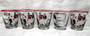 5 LIBBEY 3 3/8"h flared glass tumblers Old Fashioned -Charles Dickens PICKWICK - Picture 1 of 3