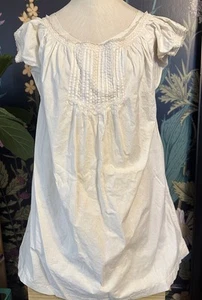 Antique Victorian White Cotton Chemise NightGown Slip Dress Undergarment Sz S M - Picture 1 of 7