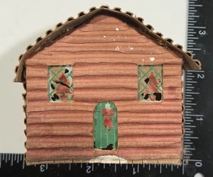 Vintage Putz Weihnachtsdorf Glimmer Glitzer braun Haus Japan Karton 40er 50er - Bild 1 von 12