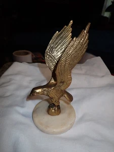 Vintage Brass Spread Wing Eagle Statue on Marble Base - 7.25" Tall - Picture 1 of 5