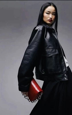 Topshop Faux Leather oversized Bomber Jacket Size XS - Image 1 of 4