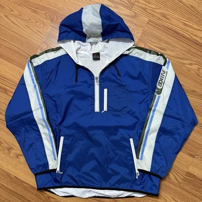 Vintage Nike Anorak Windbreaker Jacket Blue Large Hip Hop Streetwear Swoosh 90s - Image 1 of 4