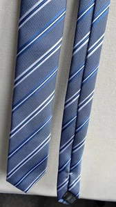 Mens Marks and Spencer Skinny Blue White Striped Mix Slim Tie 2" Wide 55" Long - Picture 1 of 2