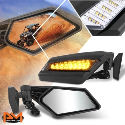 Выпуклые боковые зеркала заднего вида для вездеходов 2 шт. со светодиодной подсветкой для Can-Am Maverick X3 - Изображение 1 из 4
