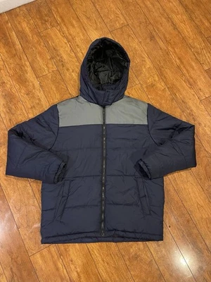 Chaqueta acolchada Cherokee para hombre talla mediana azul marino cremallera completa Foto 1 de 3