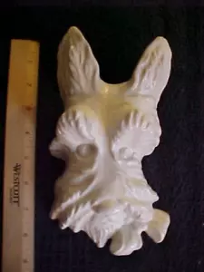 LARGE White Antique TERRIER Dog Head Porcelain Wall Hanging Plaque Planter JAPAN - Picture 1 of 7
