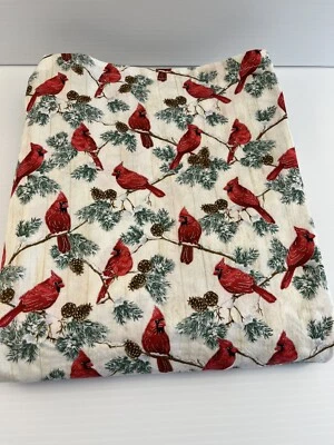 老式手工红衣主教桌布圣诞节假日桌布鸟 39 英寸 x 43 英寸 — 第 1/4 张图片