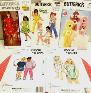 Vintage Sewing Patterns Lot of 5 Childrens Butterick Kwik Sew Care Bears PJ's - Picture 1 of 6