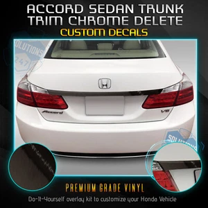 Fit 13-15 Accord Sedan Trunk Overlay Chrome Delete Blackout Kit Reflective Black - Picture 1 of 4