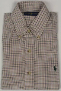 Ralph Lauren Tan Green Purple Plaid Classic Dress Shirt Green Pony NWT - Picture 1 of 1