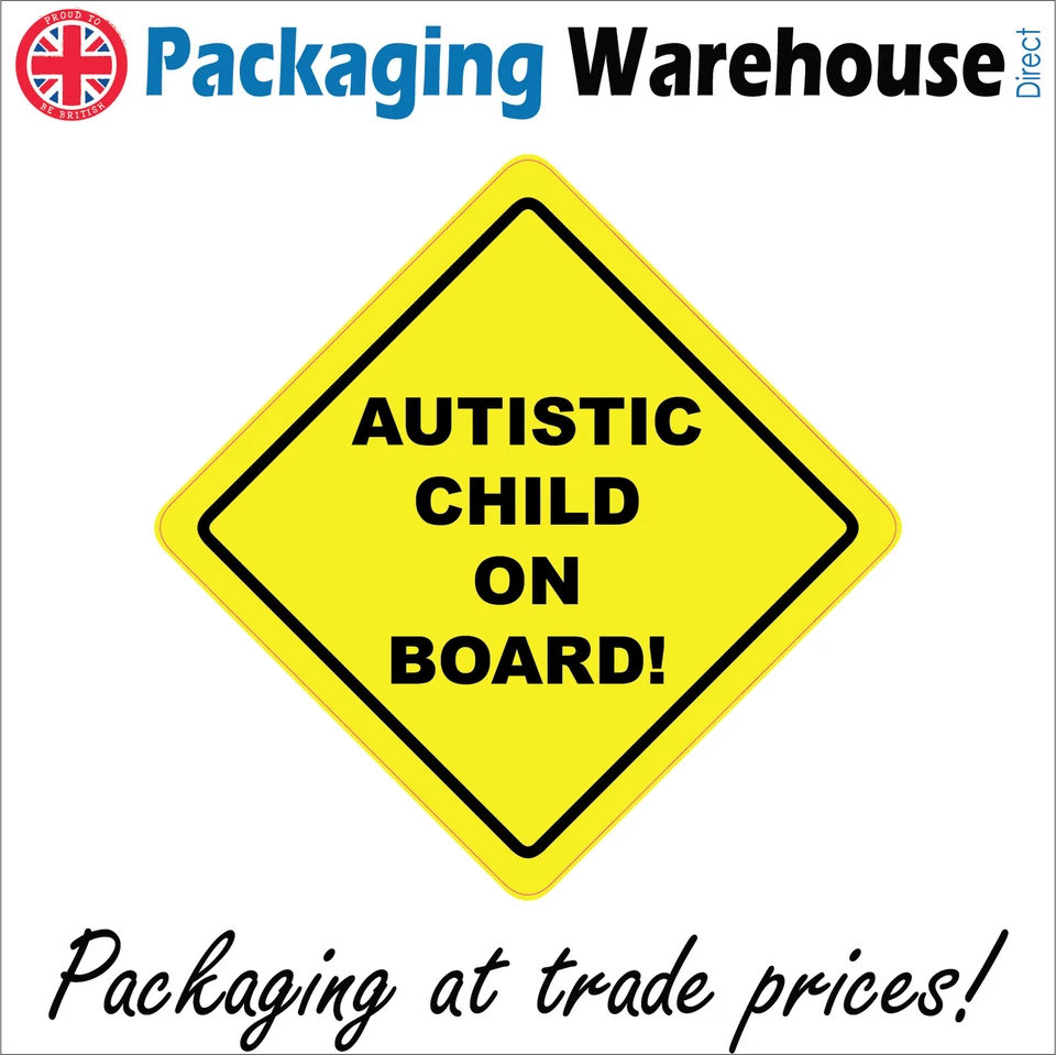 HU362 AUTISTIC CHILD ON BOARD SIGN SAFETY DISTANCE CAR YELLOW DIAMOND TOT CHILD - Image 1 of 1