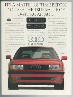 Publicidad AUDI 80 1991, vista delantera coche Audi 80 rojo, anuncio impreso Audi Foto 1 de 3