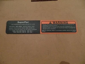SUPERPAC 4010 ROPS WARNING DECAL STICKER ASSEMBLY SP211625, SP 211625, N.O.S - Picture 1 of 5