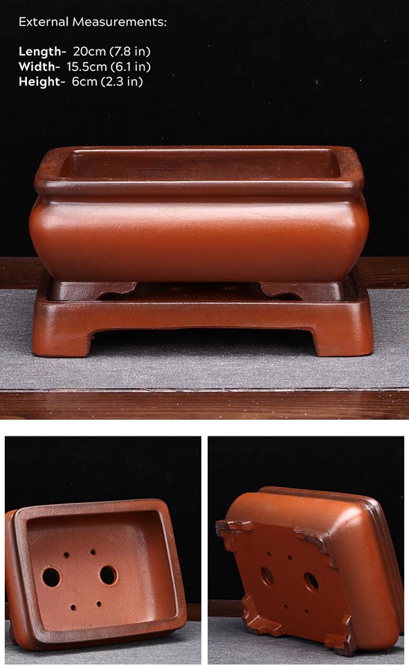 Large Rectangular Bonsai Pot W Tray High-grade Classic Chinese Purple Sand Pots - Image 1 of 4