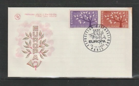 France 1962 SG1585-6 2v FDC (Paris) Europa:Europa Tree-Philatelic Exhibition - Image 1 of 1