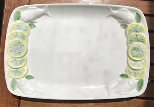 Fischplatte groß mit plastischem Dekor Zitronen/Fisch-Dekor 38 cm x 25 cm - Bild 1 von 6