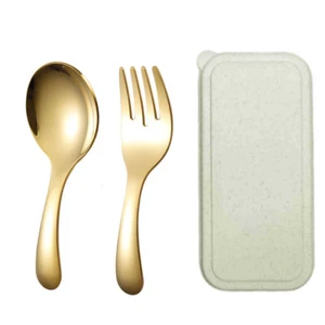 Kid Silverware Fork&Spoon Stainless Steel Utensil Round Smooth Short Handle - Picture 1 of 14