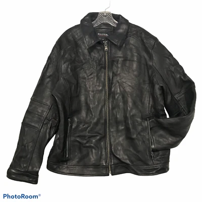 Jaqueta de couro de cordeiro EMANUAL UNGARO masculina XL preta luxo - Imagem 1 de 4