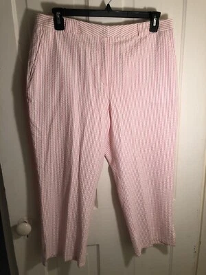 CASUAL CORNER ANNEX Pink & White Cotton CROPPED CAPRI pant size 16 EUC - Image 1 of 4