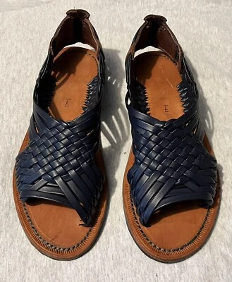 Hombre Huaraches Sandalias Azul Marino Estilo Mexicano Hechas a Mano (S4) Foto 1 de 4