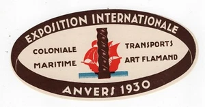 ANTWERP BELGIUM 1930 EXPOSITION ART DECO WINDOW LABEL  - Picture 1 of 1