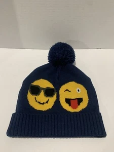 GapKids Unisex Pom “Emoji” Hat Color Navy Blue Size S/M - Picture 1 of 5
