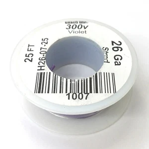 H26-07-25 25FT 26AWG VIOLET Stranded Electronic Hook Up 300V Wire UL1007 80C - Picture 1 of 1