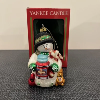 YANKEE CANDLE Christopher Snowbrite Snowman Blown Glass Ornament - Image 1 of 4