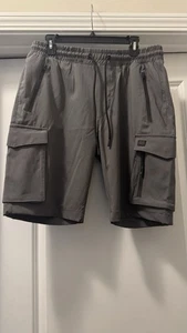 Benjamin Black Shorts Adult Cargo Black Snaps Pockets Gunmetal Large - Picture 1 of 6