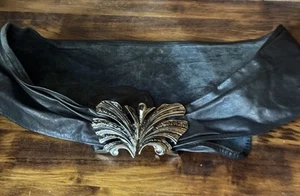 Small Funky Unique Butterfly Buckle Leather Belt Women’s Up To 85cm Black Sb9 - Picture 1 of 4