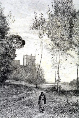 GRAVURE ANCIENNE LALANNE D'APRÉS PEINTURE DE COROT SIGNÉE PEAU DE VELIN CA 1850 - Photo 1/4
