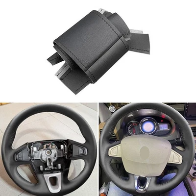 Black For Renault Megane 3 2008-16 Leather Interior Steering Wheel Leather Cover - Image 1 of 4