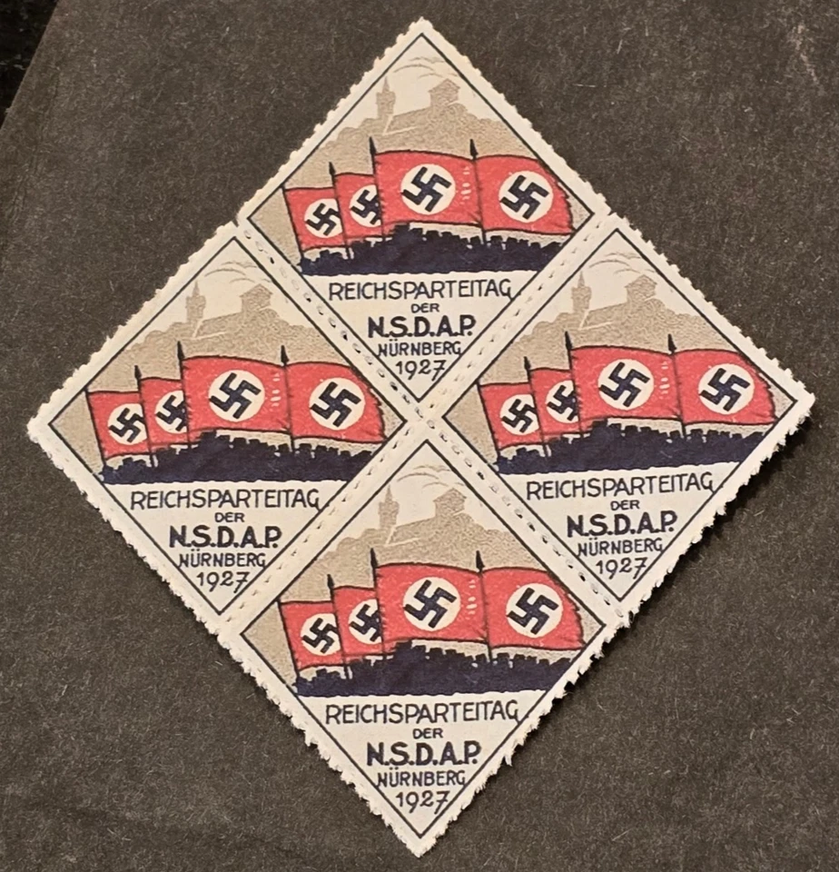 Third Reich Reichsparteitag Nurnberg 1927 Party Rally Stamps Propaganda Labels - Image 1 of 3