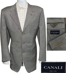 CANALI Italy Men's Blazer Size US 42L EU/IT 52 Houndstooth Coat 100% Wool Jacket - Picture 1 of 14